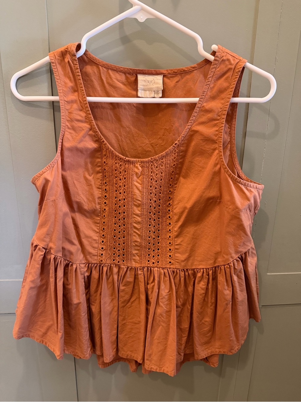 Anthro Rust Eyelet Peplum Tank Top